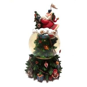 Snow Globe Santa On Ladder Musical Jingle Bells Presents